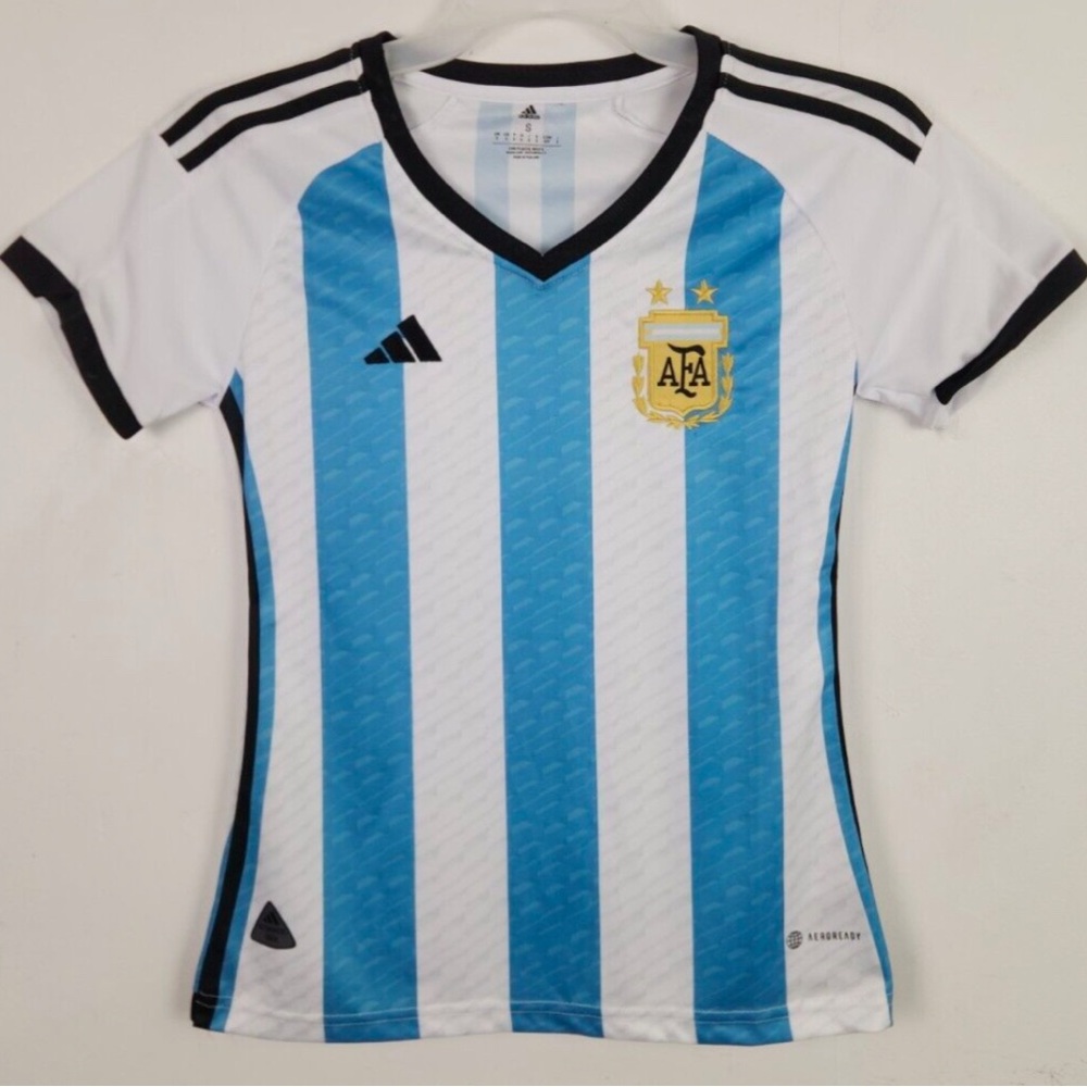 Official Adidas Womens Soccer Team Argentina Jersey White Blue AFA
